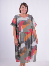 Cotton Patterned Dress - 9651, Dresses, Pure Plus Clothing, Lagenlook Clothing, Plus Size Fashion, Over 50 Fashion